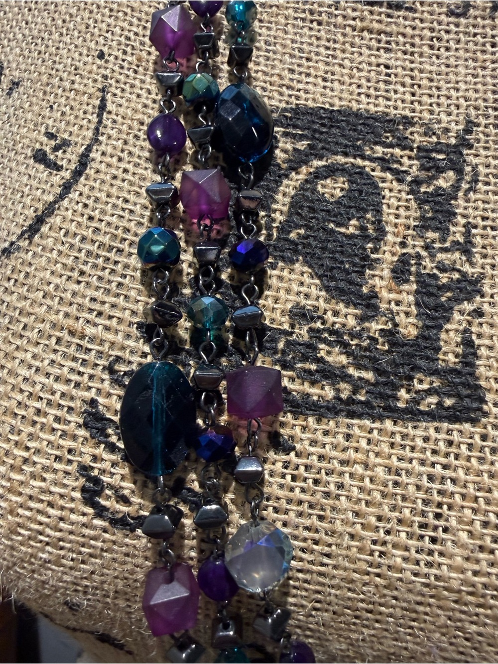 Premier Designs Purple and Teal Multi-Strand Beaded Necklace - Picture 2 of 4